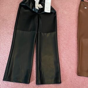 Black Faux Leather Wide-Leg Pants